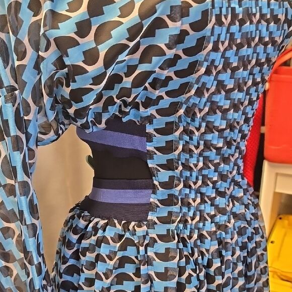 Runway Skirts Blue Halter Neckline Long Sleeves Cut Out Ankle Lenght Dress S - Picture 6 of 14